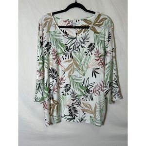 Chico's Women's Touch of Cool Tapered Knit Top Size L (2) Dolman 3/4 Sleeves